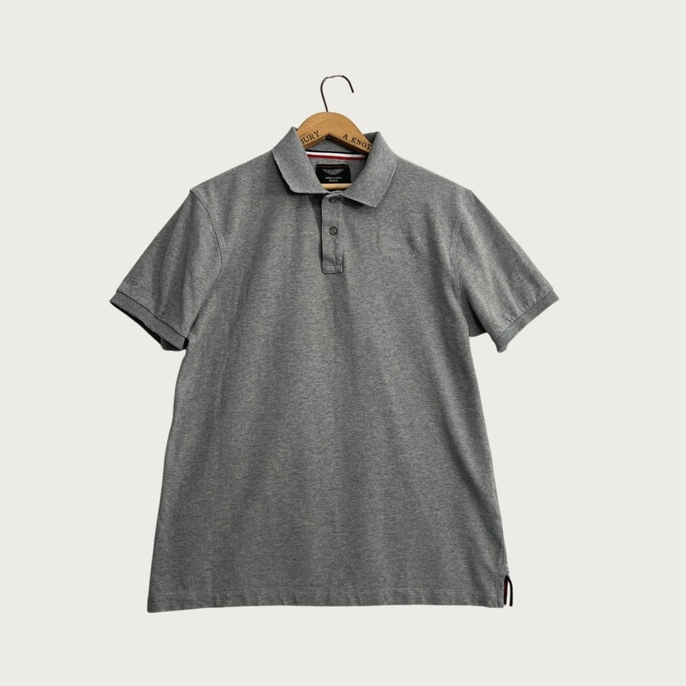 Aston Martin Racing by Hackett London Gray Cotton Stretch Polo Shirt Mens Large